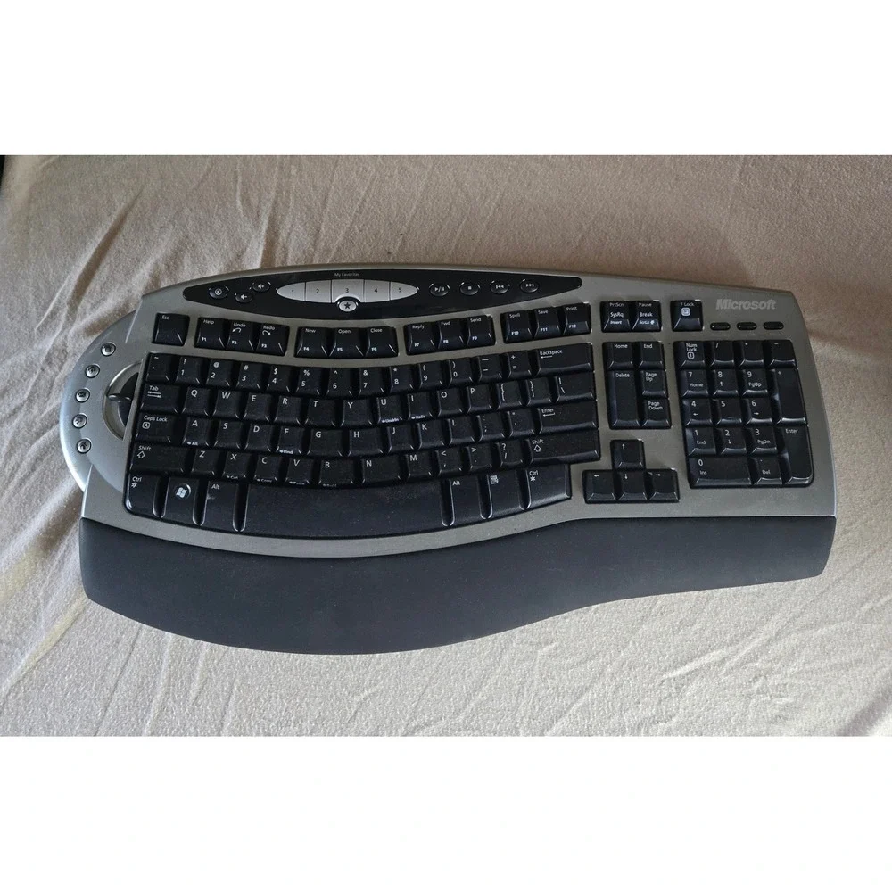 Microsoft Wireless Comfort Keyboard 4000 1045 Black Silver Ergonomic untested